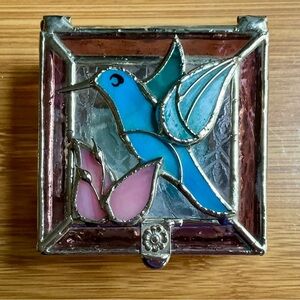 Vintage Stained Glass Hummingbird Box